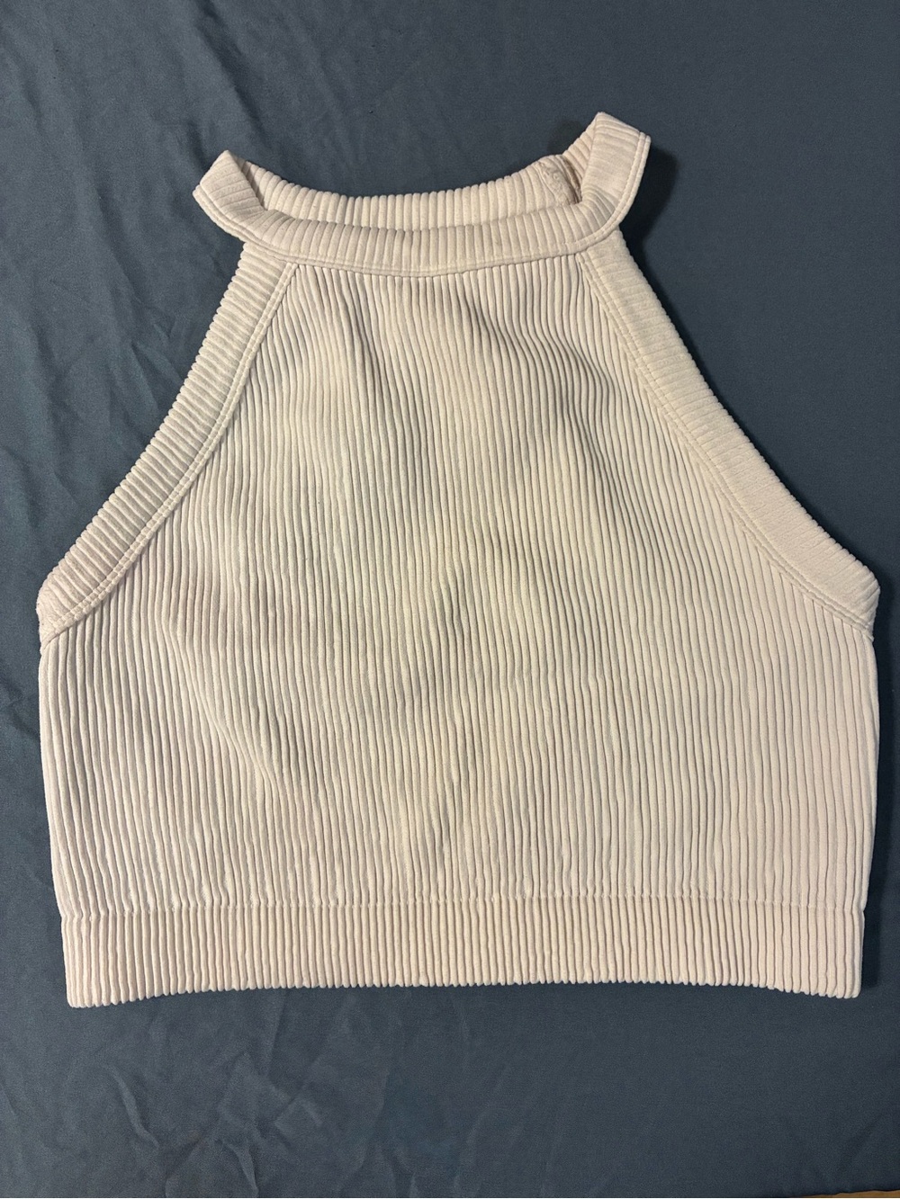 Aerie Cream Ribbed High-Neck Crop Top